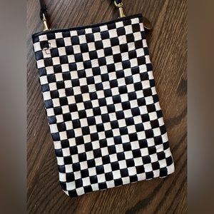 Clare V. Woven Checkered Poche, Like New! Black and White